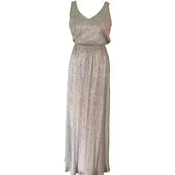 Show Me Your Mumu‎ Kendall Metallic Maxi Dress Shiny Mauve Low Back Size XS - Picture 1 of 11